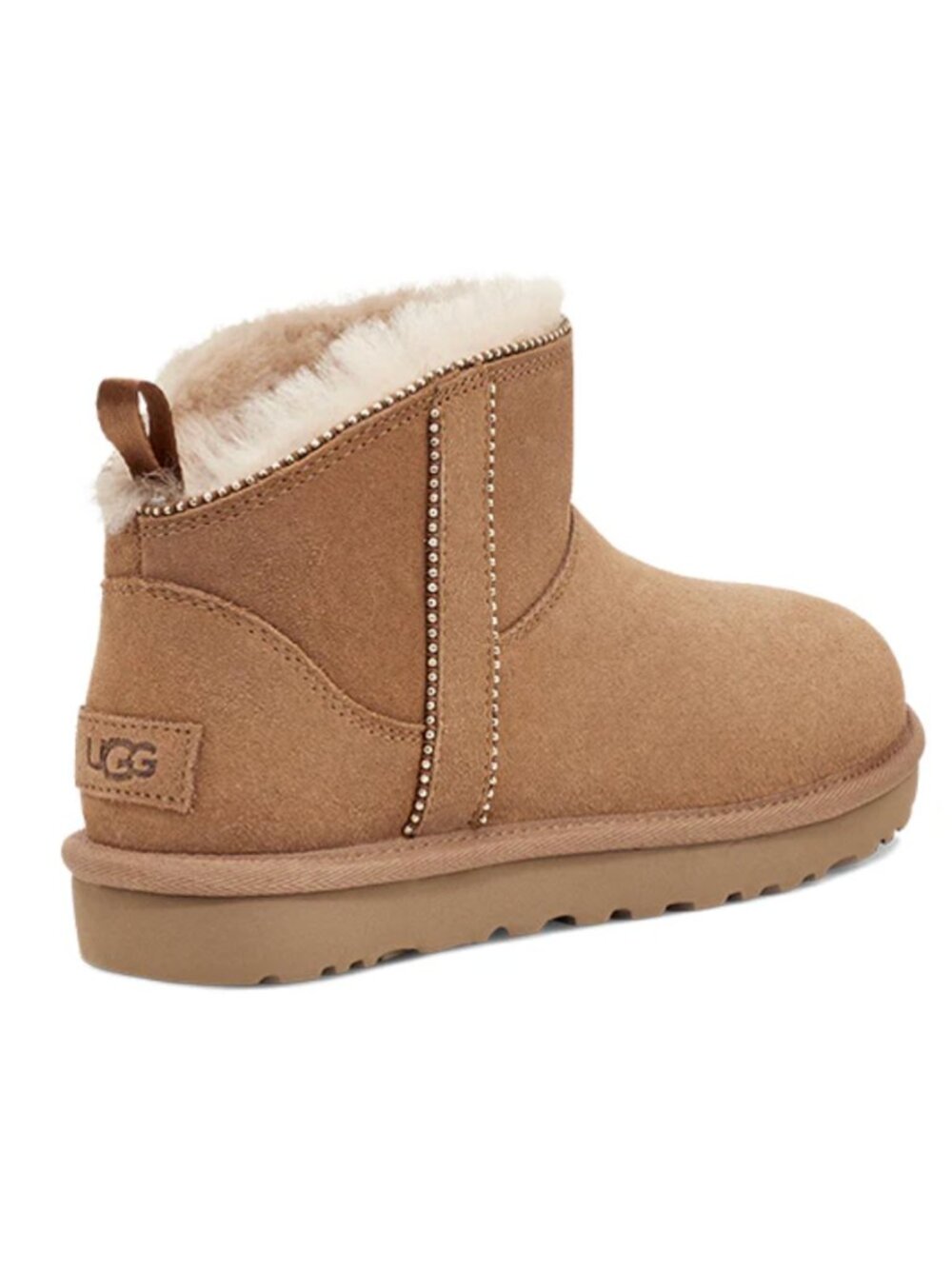 Rare! Ugg Classic Ultra Mini Chestnut Boots with Gold Stud Detail | Size 7 - Picture 1 of 9